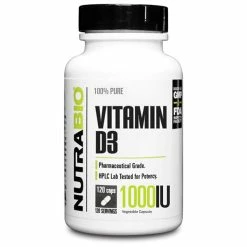 Vitamins & Minerals NutraBio Vitamin D3 (120 Caps)