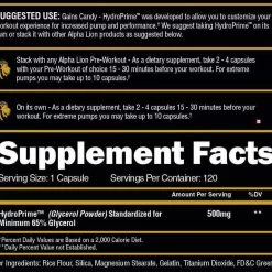 Pre-Workout Alpha Lion Gains Candy Hydro Prime (120 Caps)