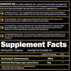 Alpha Lion Gains Candy Gluco Vantage (60 Caps)