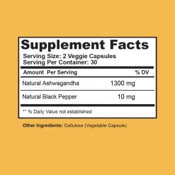 SelfE Ashwagandha Root + Black Pepper 1300mg (60 Caps) Vitamins & Minerals