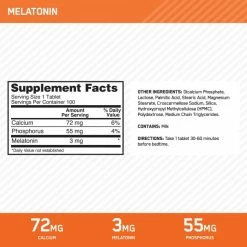 Nootropics & Focus Optimum Nutrition Melatonin (100 Caps) (Exp 09/2020)