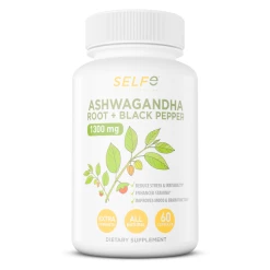 SelfE Ashwagandha Root + Black Pepper 1300mg (60 Caps) Vitamins & Minerals