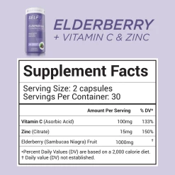 Vitamins & Minerals SelfE Elderberry + Vitamin C & Zinc (60 Vcaps)