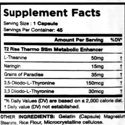 Fat Burners I-Prevail T2Rise Thermo (Non Stim) 45Caps
