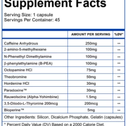 MuscleForce Vanquish Hardcore 45Caps Fat Burners